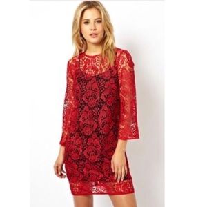 NWT Asos trumpet sleeves crochet dress with slip